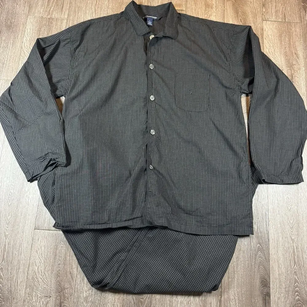 Polo Ralph Lauren Pajama Set Mens XL Black Check Cotton Sleepwear Lounge